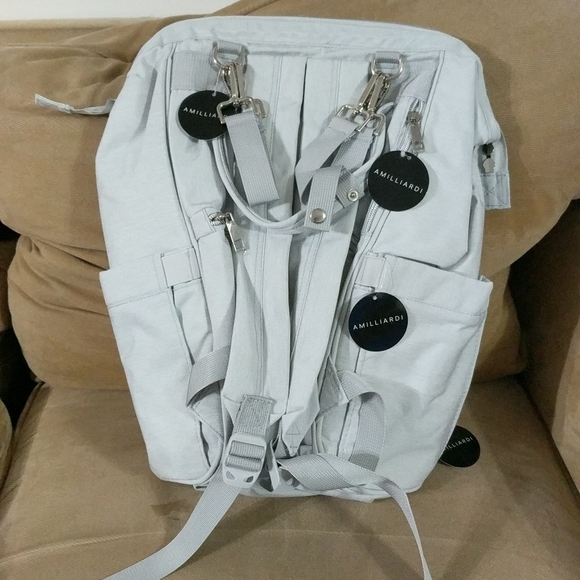 AMILLIARDI Grey Insulated Diaper Bag Backpack main image 4